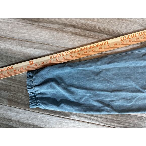 Splendid Chambray Jumpsuit L Medium green Indigo Drawstring Waist Pocket Tapered - Picture 9 of 11